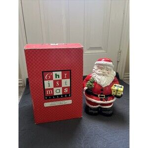 Vintage Christmas Village Santa Cookie Jar AMC NY,NY 12” Made in Taiwan Holiday